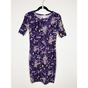 LuLaRoe Julia Dress Purple Geometric XXS Small Multicolor Floral Dress